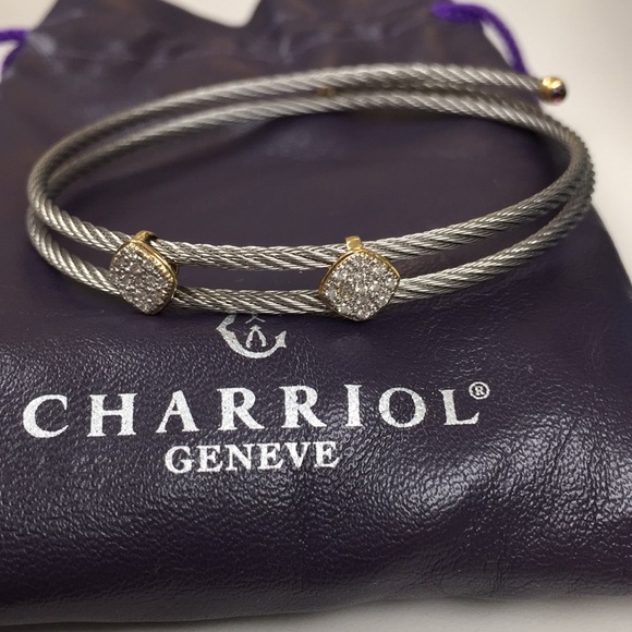 Charriol Cable 18K Gold Diamond Station Bracelet - Picture 4 of 8